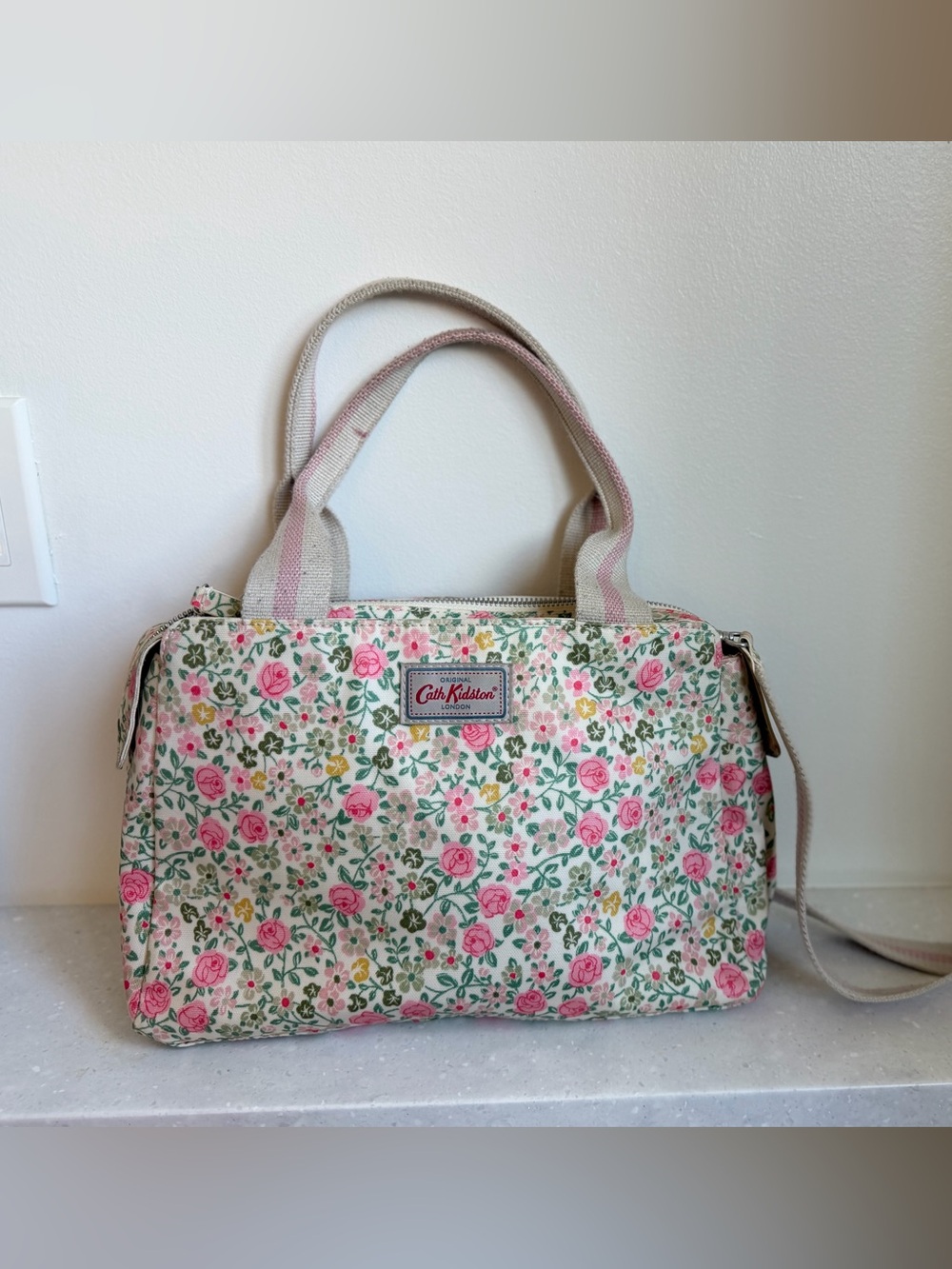Cath Kidston Pink Rose Print Crossbody Tote